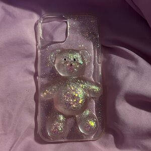 glitter Phone case with 3D bear